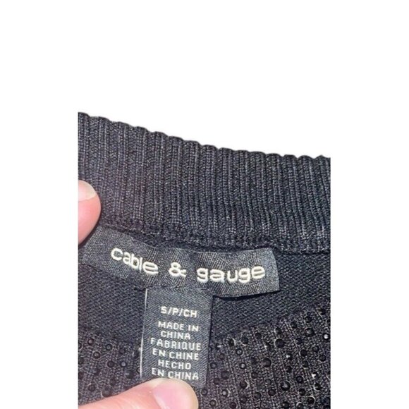 CABLE & GAUGE Womens Small Black Long Sleeve Pullover Sweater with Sparkles READ - Picture 9 of 10